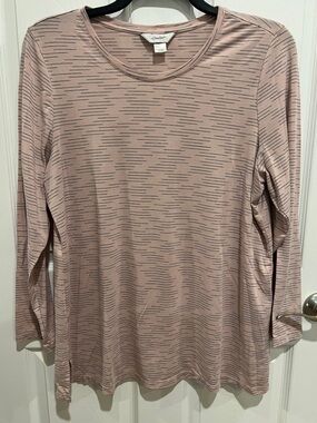 CJ Banks Mauve Pink Long Sleeve Patterned Tee